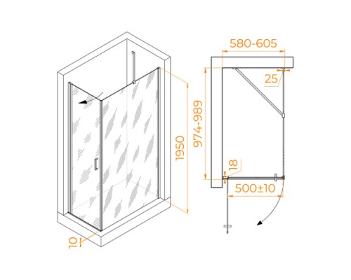 Душевой уголок RGW Leipzig LE-034 60x100 прозрачное стекло / профиль хром