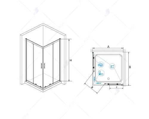 Асимметричные Душевая дерь RGW HO-31 Прозрачное cтекло цвет профиля 8 мм 03063100-11