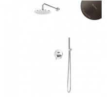 Душевой набор, скрытого монтажа, с латунной душевой лейкой Ø250 мм и ручным душем Elo ручка тип 2 Leaf 167 722 2MG Gunmetal