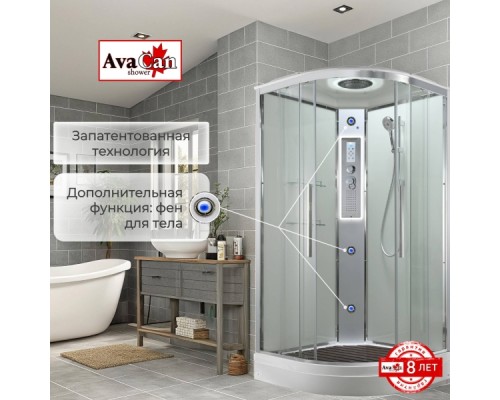 Душевая кабина Avacan EM2011LEDT AVA 110x110 LED, стекла прозрачные, профиль хром