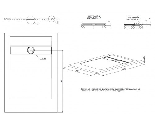 Душевой поддон Allen Brau Infinity 120x80 8.21002-CGM олива