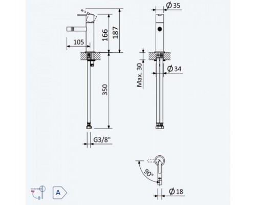 Смеситель для биде Leaf 167 100 6CR Chrome