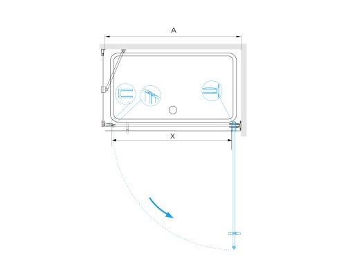 Душевой уголок RGW HO-045 (HO-011 + Z-050-2 + держ) прозрачное(Easy) cтекло цвет профиля 8 мм