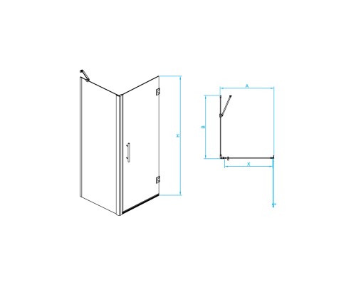 Душевой уголок RGW HO-045 (HO-011 + Z-050-2 + держ) прозрачное(Easy) cтекло цвет профиля 8 мм