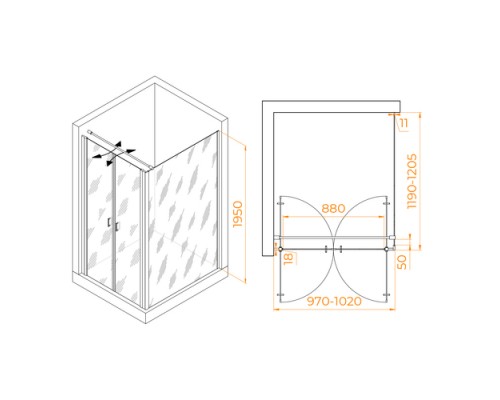 Душевой уголок RGW Passage PA-144 100х120 060814402-011