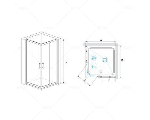 Душевой уголок RGW PA-31 Прозрачное cтекло цвет профиля 6 мм 02083199-11