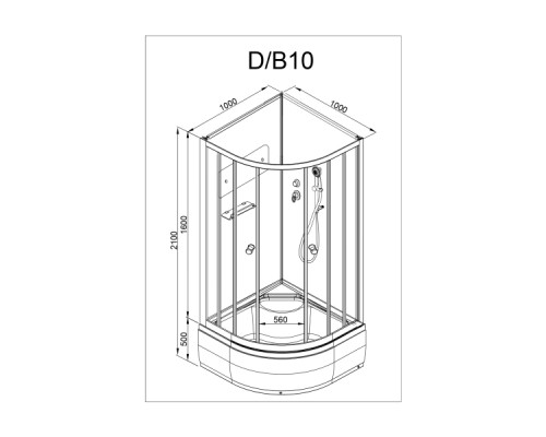 Душевая кабина AvaCan D10 AVA 100x100 без крыши, стекла матовые, профиль хром