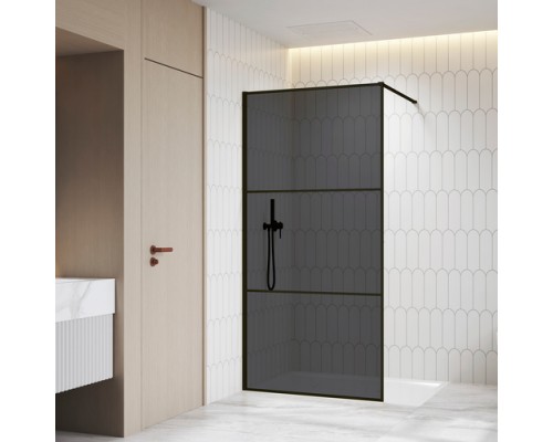 Душевая перегородка RGW 100x200 WA-09B стекло тонированное 8мм, профиль матовый черный