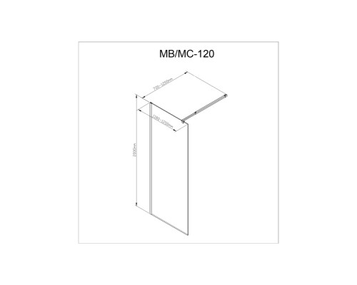Душевая перегородка Avacan MC120 AVA 120x200 стекла прозрачные, профиль хром