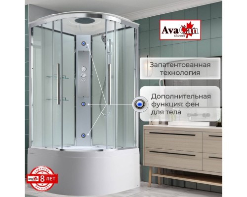 Душевая кабина AvaCan EM5010T AVA 100x100 стандарт, стекла прозрачные, профиль хром