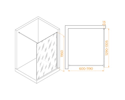 Душевая перегородка RGW WA-010-G неподвижное Walk In cтекло Прозрачное 8 мм 130*195  351001013-16