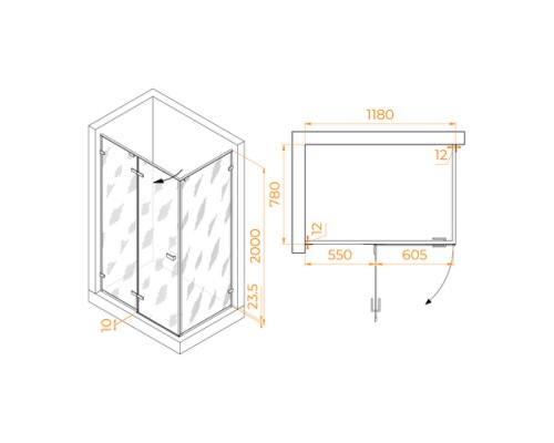 Душевой уголок RGW Stilvol SV-040 120x80 хром, матовое 353204028-21