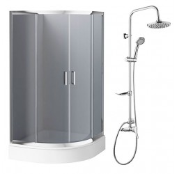 Комплект душевая кабина «Deante Funkia»—90х90х170см и душевая стойка «Neo Joko» 5-функциональная