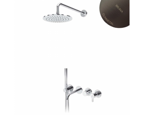 Душевой набор, скрытого монтажа, душевой лейкой Ø250 мм и наливом на ванну Leaf 167 240 0MG Gunmetal