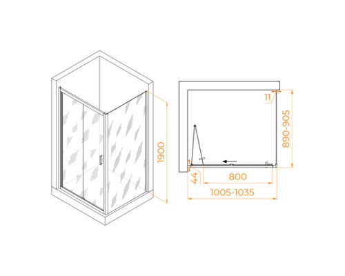 Душевой уголок RGW Passage PA-142B 100х90 060814209-14 профиль черный, стекло прозрачное