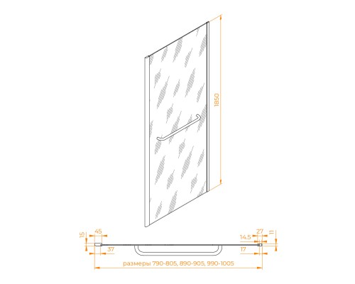 Боковую стенку дверь  RGW Z-060-1-B прозрачное cтекло цвет профиля 6 мм 352206108-14