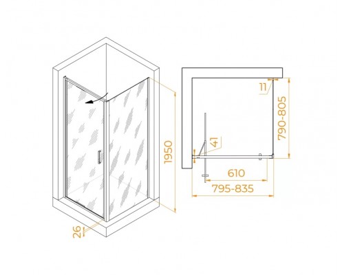 Душевой уголок RGW Stilvoll 80х80 703213588-11 хром, стекло прозрачное