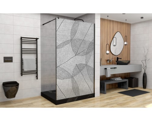 Душевая перегородка Avacan MB110MT AVA 110x200 стекла матовые с рисунком, профиль черный