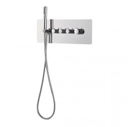Deante MULTI-BOX Смеситель скрытого монтажа термостатический 3-х функц. с горизонтальной панелью и ручн. душем, хром