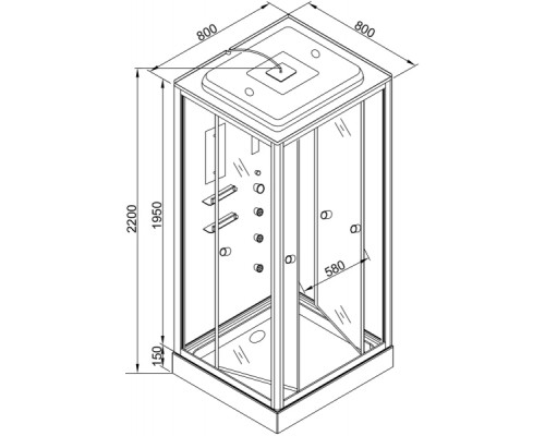 Душевая кабина AvaCan V8015 AVA 80x80 стекла прозрачные, профиль хром