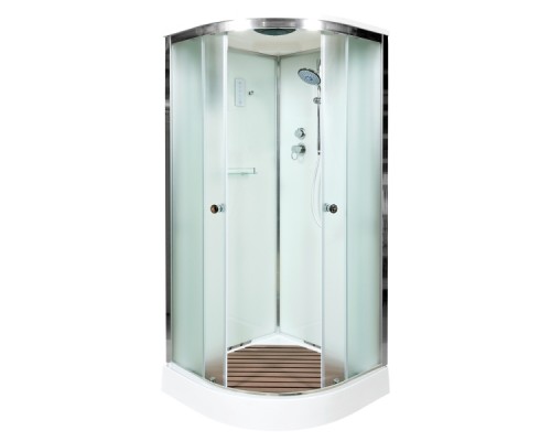 Душевая кабина AvaCan D011SEL AVA 110x110 с электрикой, стекла матовые, профиль хром