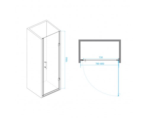 Распашная душевая дверь RGW PA-06 B 80*195 Шиншила стекло 6 мм 41080608-54