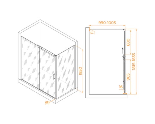 Душевой уголок RGW TO-44 (TO-14 + Z-050-2)