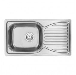 Deante Doppio сатин - мойка стальная 1 чаша с крылом, 780*430*165 мм + сифон