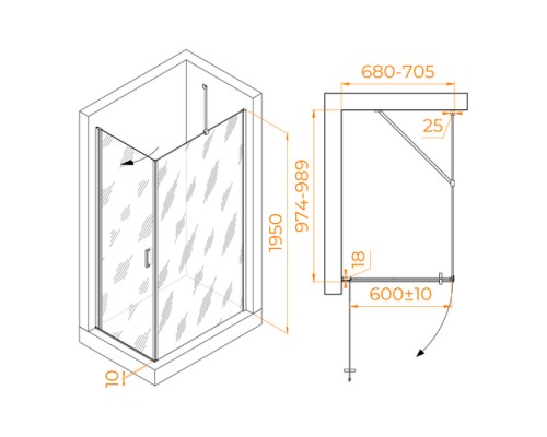 Душевой уголок RGW Leipzig LE-034 70x100 прозрачное стекло / профиль хром