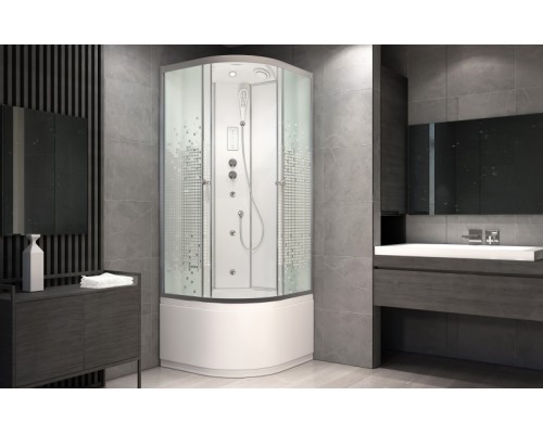 Душевая кабина Avacan L910GM+EL AVA 100x100 с гидромассажем и электрикой (стекла матовые с рисунком)