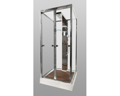 Душевая кабина AvaCan Z111MTSTEAM AVA 100x100 с баней, стекла прозрачные/матовые, профиль хром