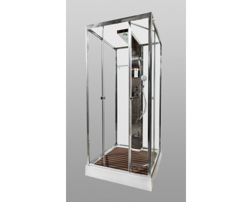 Душевая кабина AvaCan Z111MTSTEAM AVA 100x100 с баней, стекла прозрачные/матовые, профиль хром