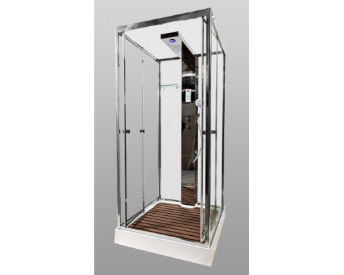 Душевая кабина AvaCan Z111MTSTEAM AVA 100x100 с баней, стекла прозрачные/матовые, профиль хром