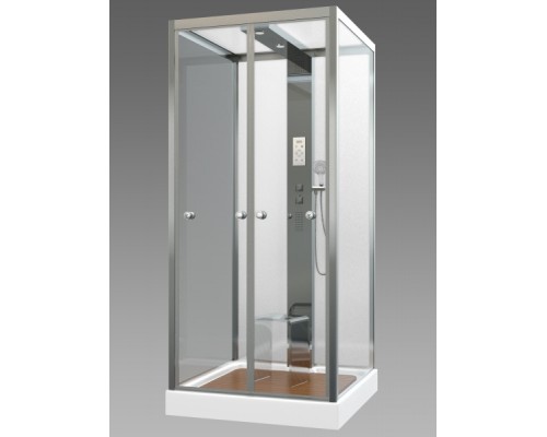 Душевая кабина AvaCan Z111MTSTEAM AVA 100x100 с баней, стекла прозрачные/матовые, профиль хром