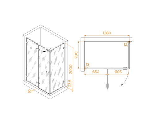 Душевой уголок RGW Stilvol SV-040B 130x80 черный, матовое 353204038-24