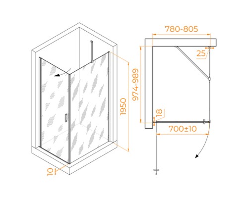 Душевой уголок RGW Leipzig LE-034 80x100 прозрачное стекло / профиль хром