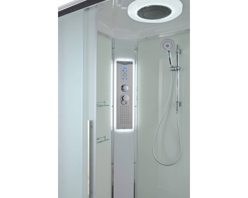 Душевая кабина AvaCan EM2912RLED AVA 120x90 левая, LED, стекла матовые, профиль хром