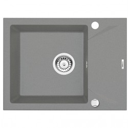Deante Evora серый металлик - мойка 1 чаша с крылом, 590*440*180 мм + сифон SPACE SAVER