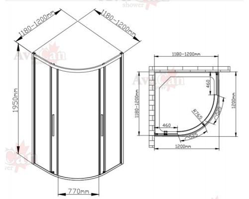 Душевой уголок Avacan HC 120 AVA 120x120 стекла прозрачные, профиль хром