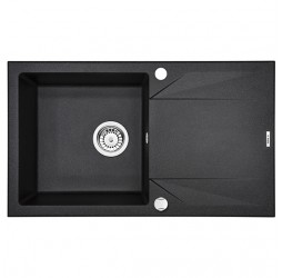 Deante Evora графитовый - мойка 1 чаша с крылом, 780*440*180 мм + сифон SPACE SAVER