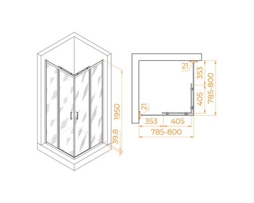 Душевой уголок RGW PA-030 80x80 матовое стекло / профиль черный 3508103088-24