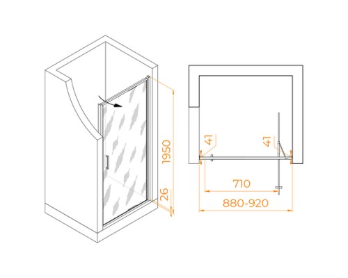 Складная душевая дверь RGW SV-05 90*195 прозрачное стекло 8 мм 70320509-11