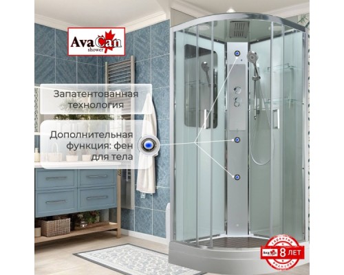 Душевая кабина AvaCan A2090 AVA 90x90 стандарт, стекла прозрачные, профиль хром