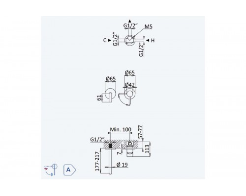 Внешняя часть для раковины. Длина излива 170мм Lusitano GRAPHITE