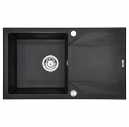 Deante Evora графитовый металлик - мойка 1 чаша с крылом, 780*440*180 мм + сифон SPACE SAVER