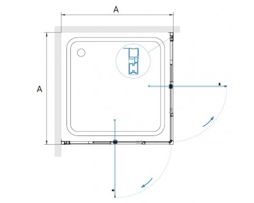 Душевой уголок RGW PA-038-B Прозрачное cтекло 6мм 900x900 цвет профиля черный  350803899-14