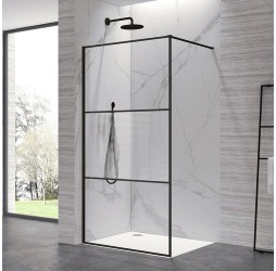 Душевая перегородка RGW 100x200 WA-09B стекло рифленое 8мм, профиль матовый черный