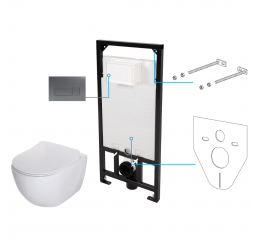 Deante Peonia Zero Комплект 6 в 1 с инсталляцией, кнопка титан