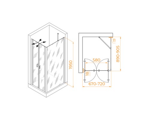 Душевой уголок RGW PA-144 (PA-104+Z-050-2+O-204) 700x900