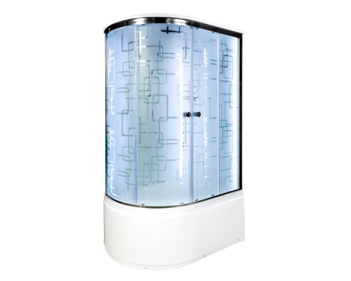Душевая кабина AvaCan EM5012RLED+GM AVA 120x90 с LED и гидромассажем, правая, стекла с рисунком, профиль хром